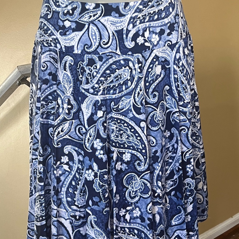 Ralph Lauren NWT  Blue Paisley A-Line Skirt